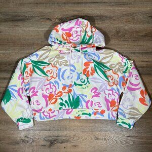 GAP Vintage Soft Cropped Hoodie In Spring Multi Floral Abstract L